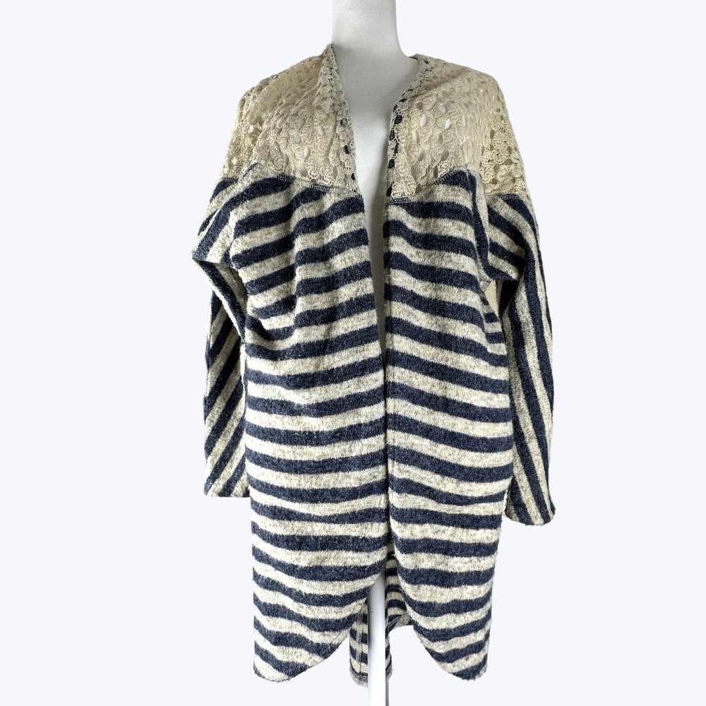 Umgee Open Cardigan Size Small Super Unique Style Blue and Tan